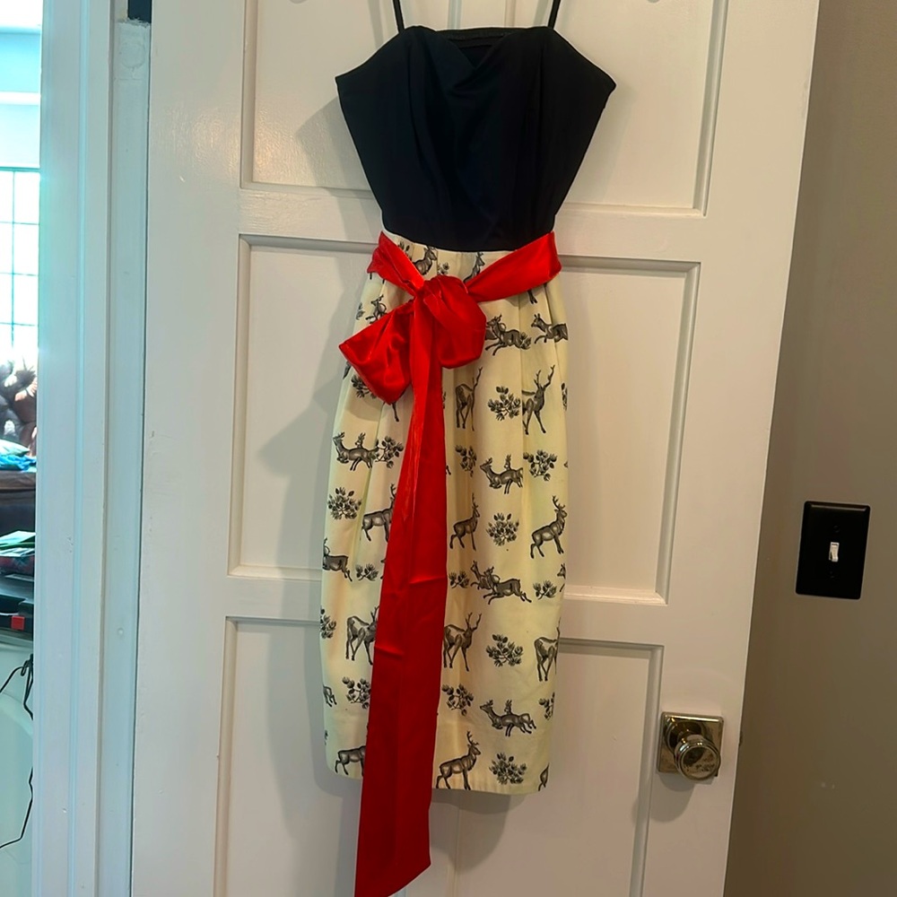 Anthropologie Holiday Deer Strapless Dress
